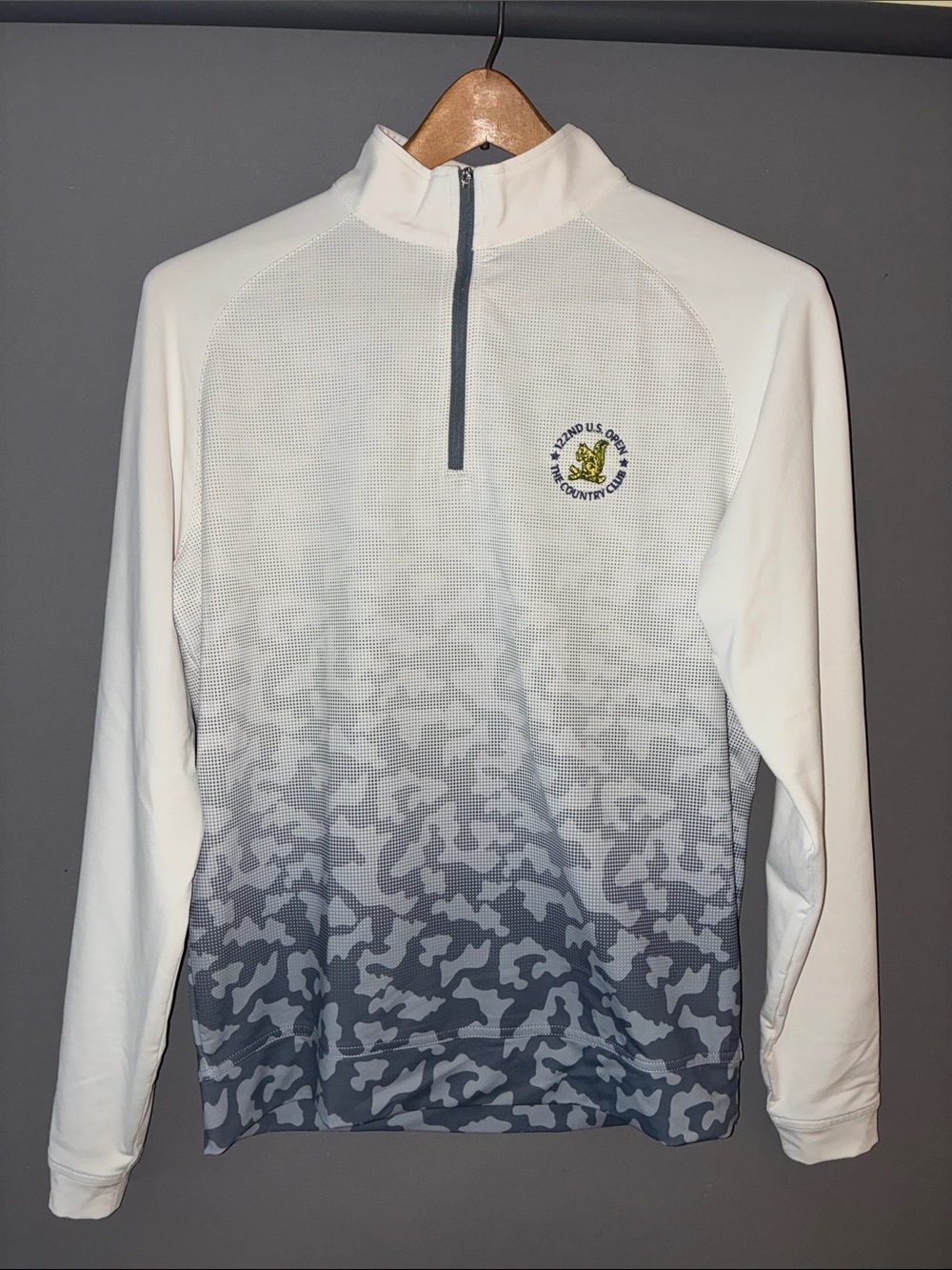 Peter Millar White & Gray Gradient Camo Quarter-Zip Pullover Size S